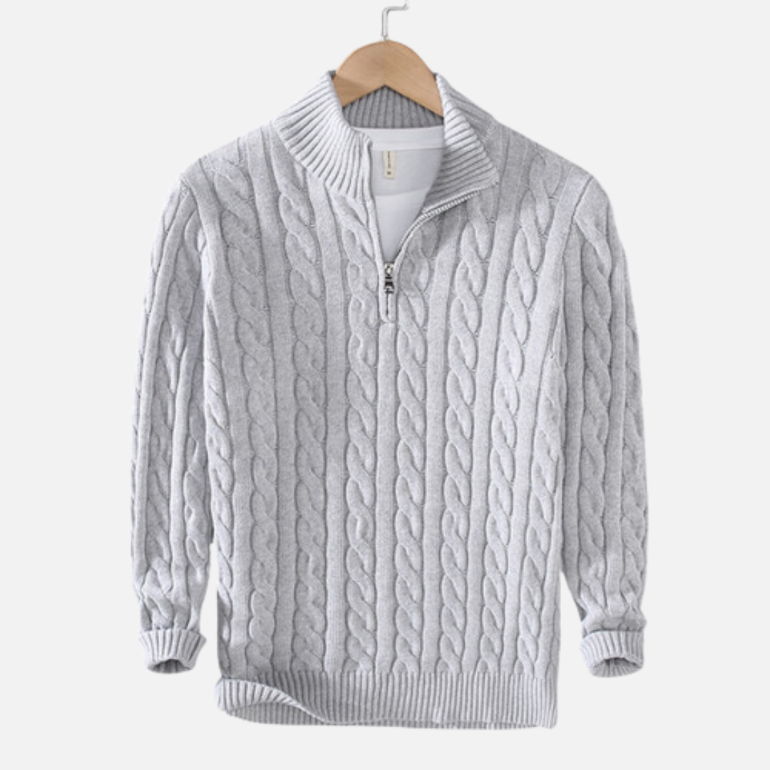 Cozy Acrylic Sweater – High Neck And Breathable Zip - OutfitLondon