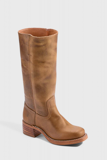 Women's Leather Knee High Heeled Boots