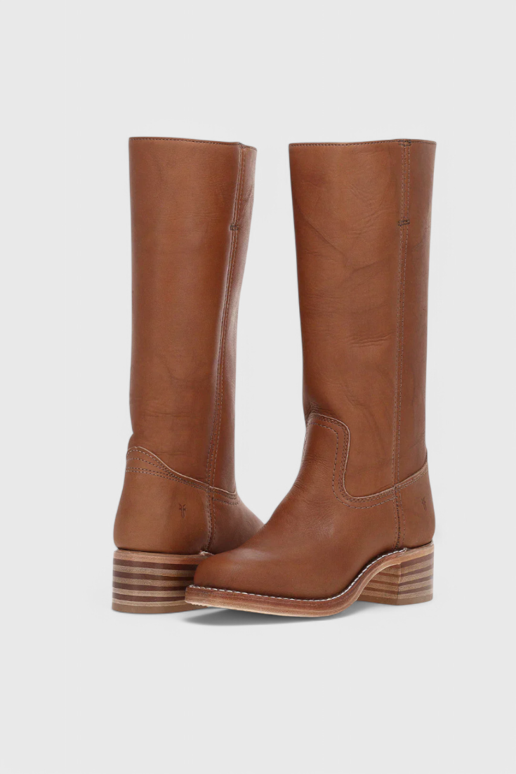 Women's Chic Knee High Leather Boots - Brown Classic Design