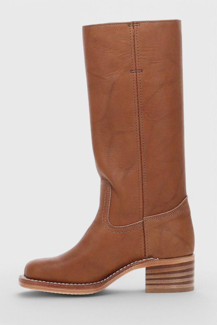 Women's Leather Knee High Heeled Boots