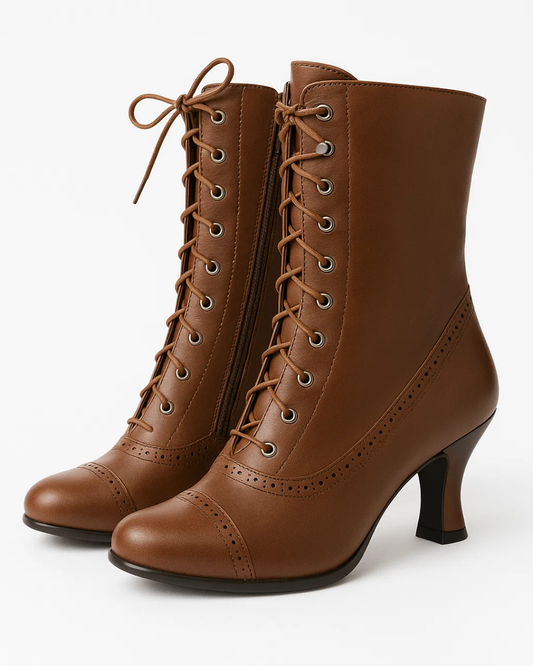 Women's Retro Ankle Boots Lace-Up - OutfitLondon