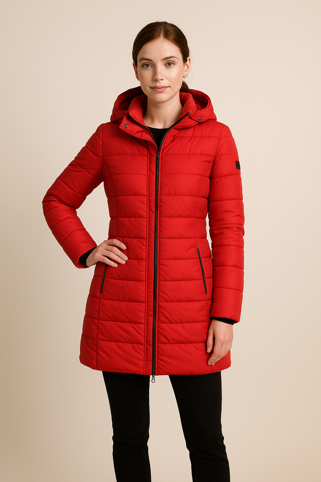 Women's Quilted Puffer Jacket Long Stainless Steel - OutfitLondon
