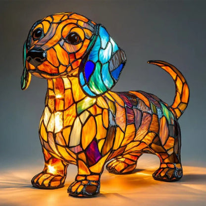 Colorful Glass Dog Lamp Pet Friendly Home Decor Light