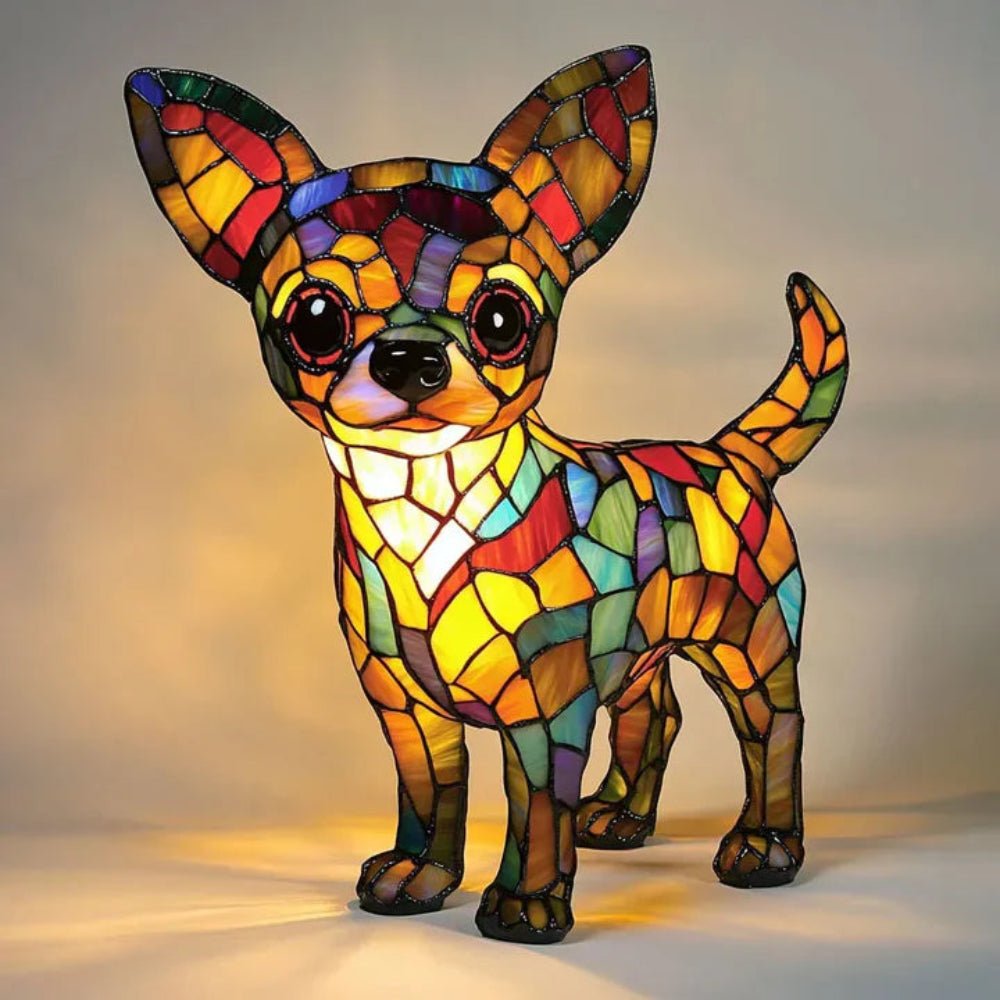 Colorful Glass Dog Lamp Pet Friendly Home Decor Light