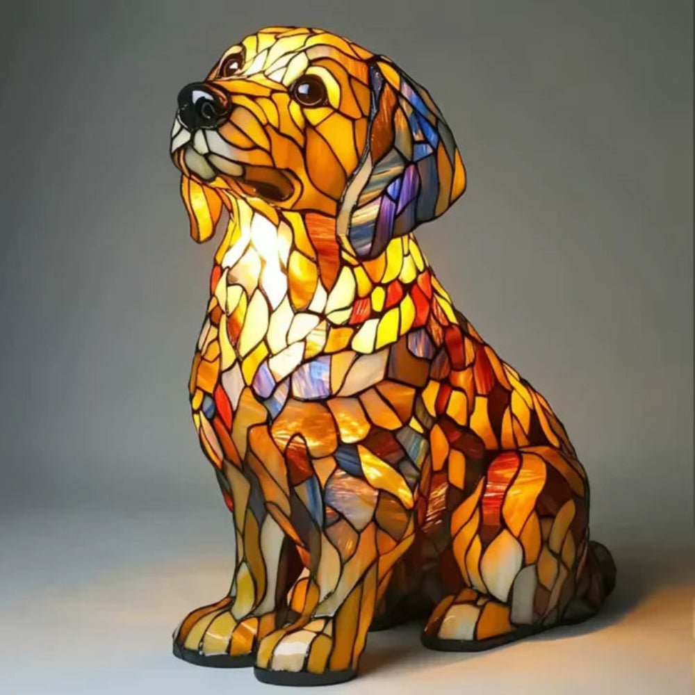 Colorful Glass Dog Lamp Pet Friendly Home Decor Light