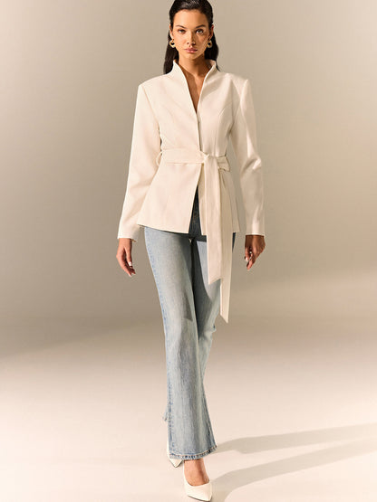 Classic Fit Belted Long Sleeve Jacket