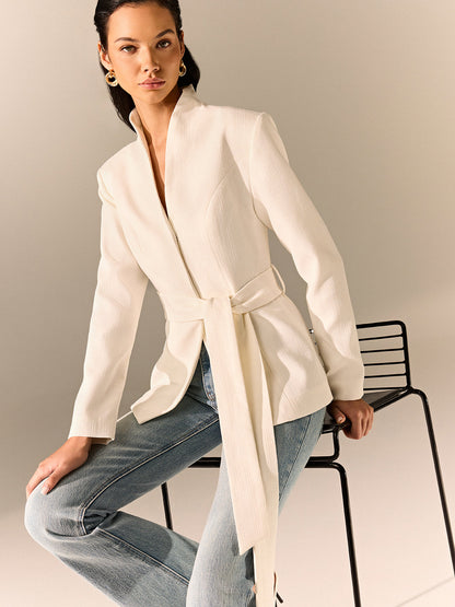Classic Fit Belted Long Sleeve Jacket