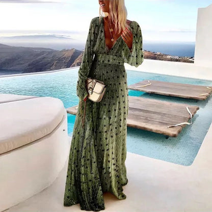 Elegant Long Sleeve Maxi Dress for Women - OutfitLondon