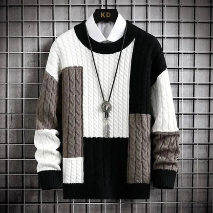 Men's Patchwork Crewneck Sweater