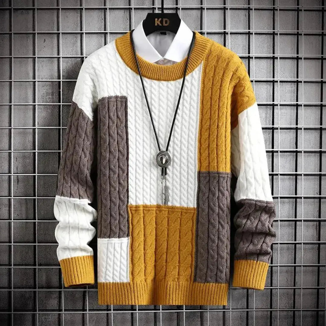 Men's Patchwork Crewneck Sweater