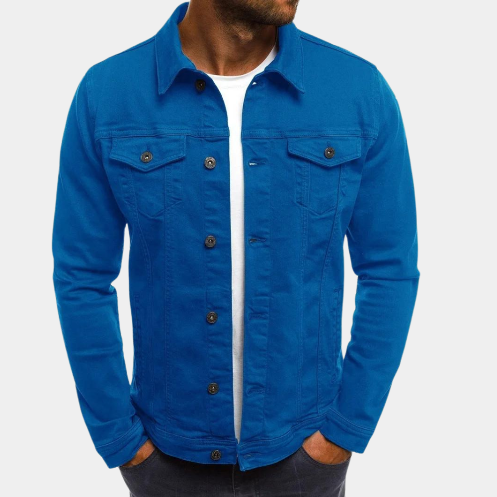 Men's Stylish Fitted Blue Jeans Jacket