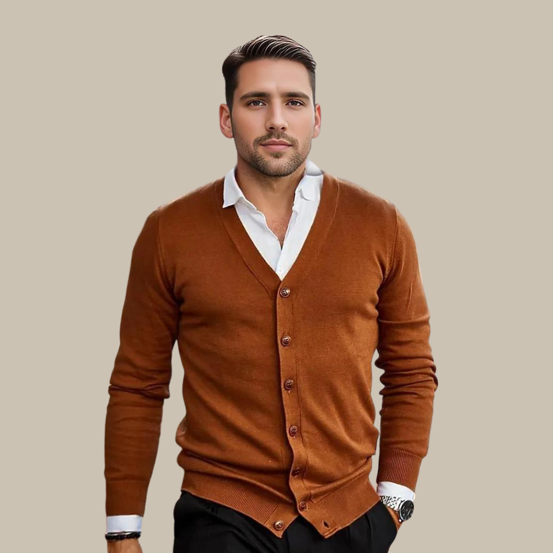 Classic Men's Open Front Cardigan Sweater - OutfitLondon