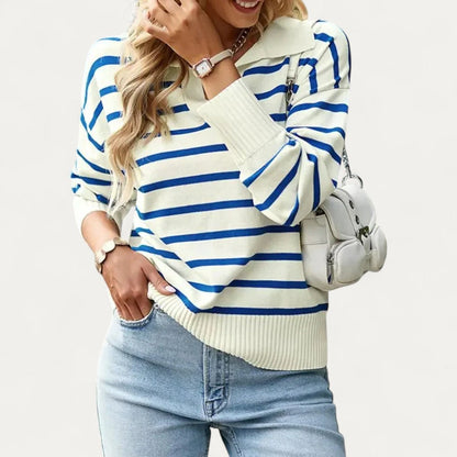 Classic Fit Stripe Crew Neck Sweater