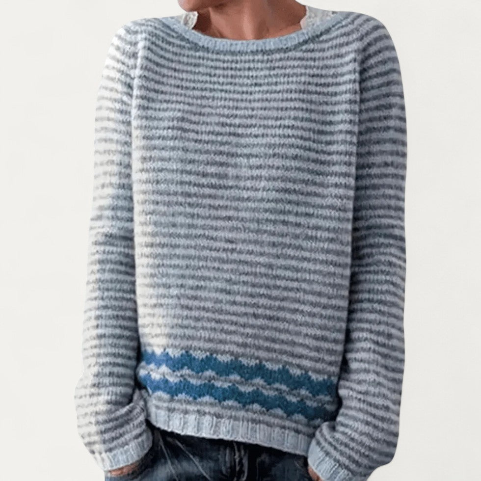 Ladies Classic Patterned Crew Sweater - OutfitLondon