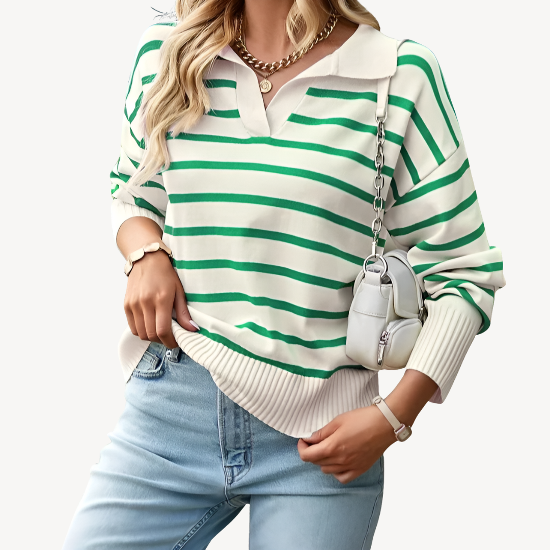 Ladies Classic Breton Style Knit Top Sweater