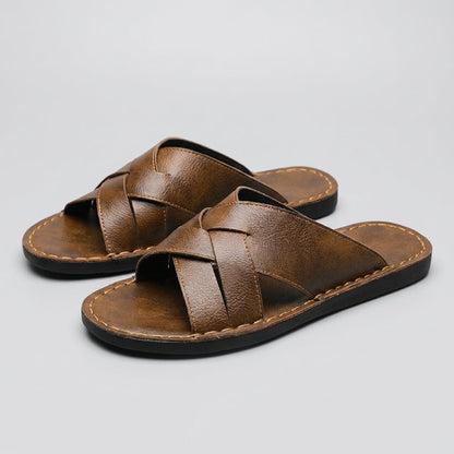 Classic Comfort Slide Sandals with Cross Straps