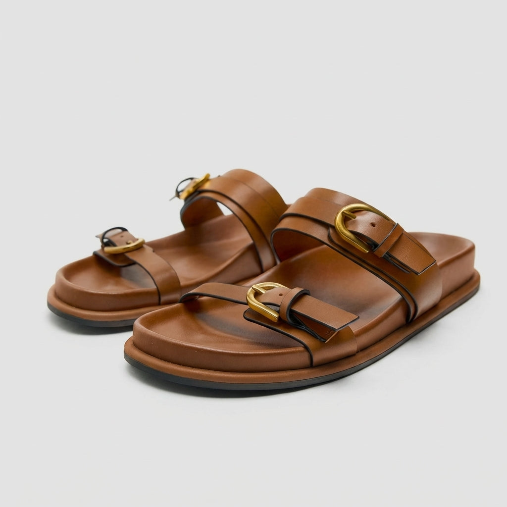 Comfortable Double Strap Slip On Sandals