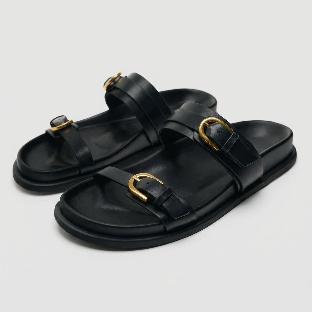 Comfortable Double Strap Slip On Sandals