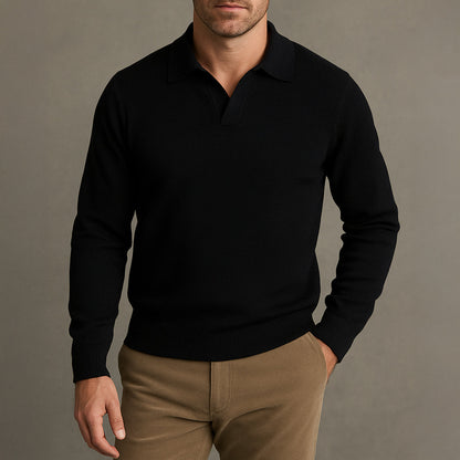 Classic Crew Neck Mens Knitted Polo Sweater