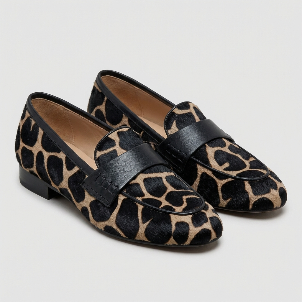 Trendy Animal Print Slip On Loafers