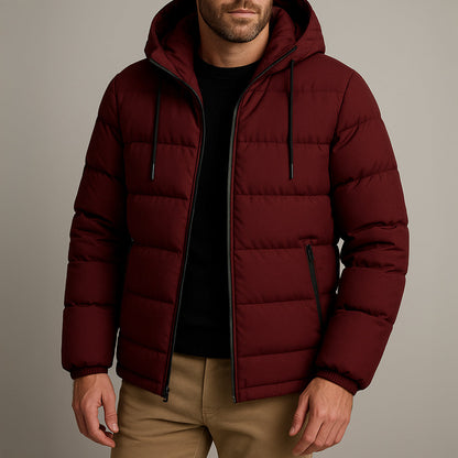 Waterproof Men's Puffer Jacket - Warm Hooded Winter Coat