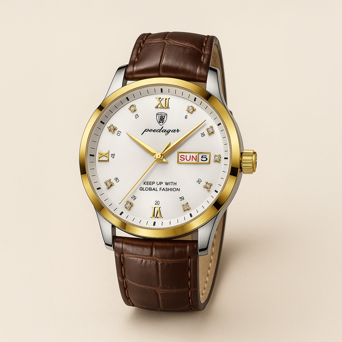 Elegant Classic Mens Watch - Genuine Leather Band