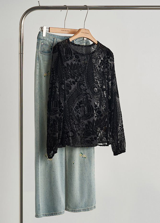 Women's Velvet Silk Blouse Oversized Comfortable - OutfitLondon
