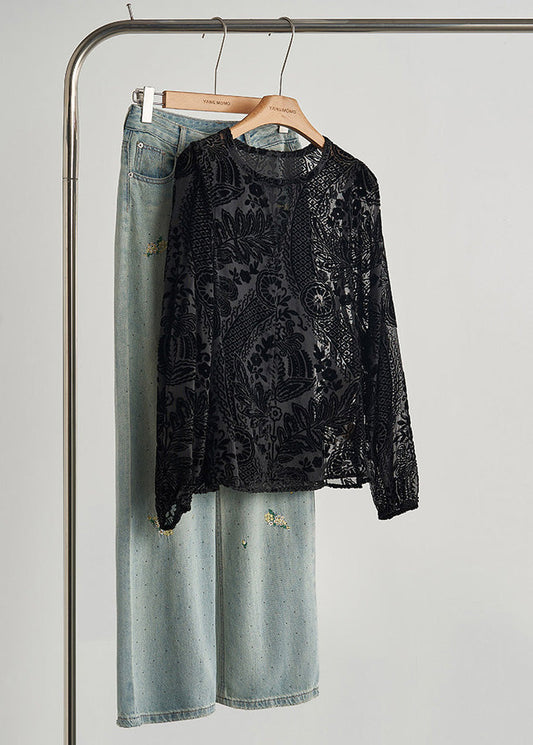 Women's Velvet Silk Blouse Oversized Comfortable - OutfitLondon