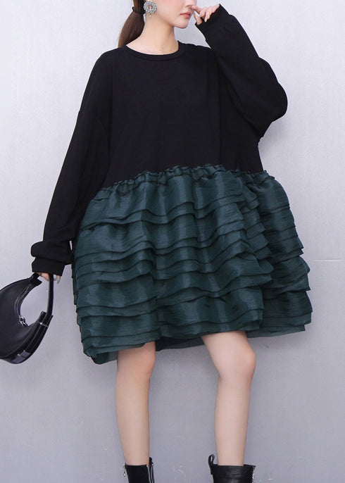 Women's Cotton Midi Dress Breathable Black - OutfitLondon