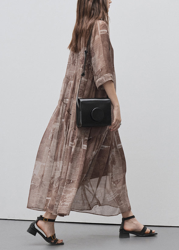 Women's Silk Long Robe Patchwork Print Breathable - OutfitLondon