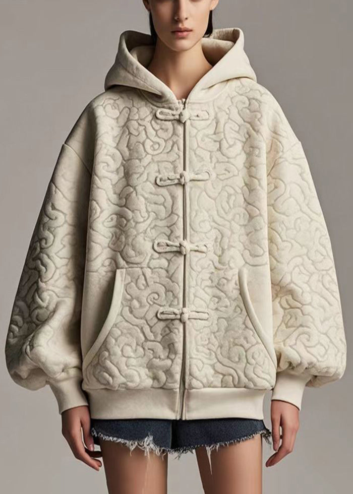 Women's Hooded Jacket Soft Cotton Light Khaki - OutfitLondon