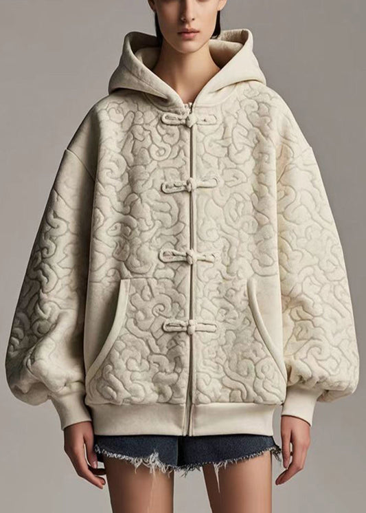 Women's Hooded Jacket Soft Cotton Light Khaki - OutfitLondon