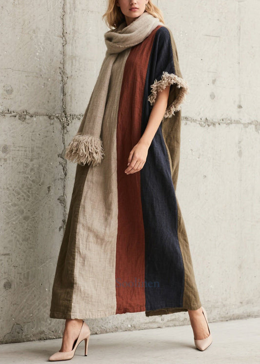 Oversized Faux Fur Patchwork Dress Multicolor - OutfitLondon