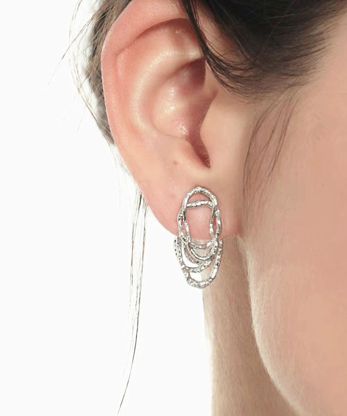 Women's Copper Filigree Hoop Earrings Handcrafted Lace - OutfitLondon