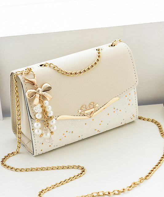 Women's Faux Leather Crossbody Bag Beige - OutfitLondon