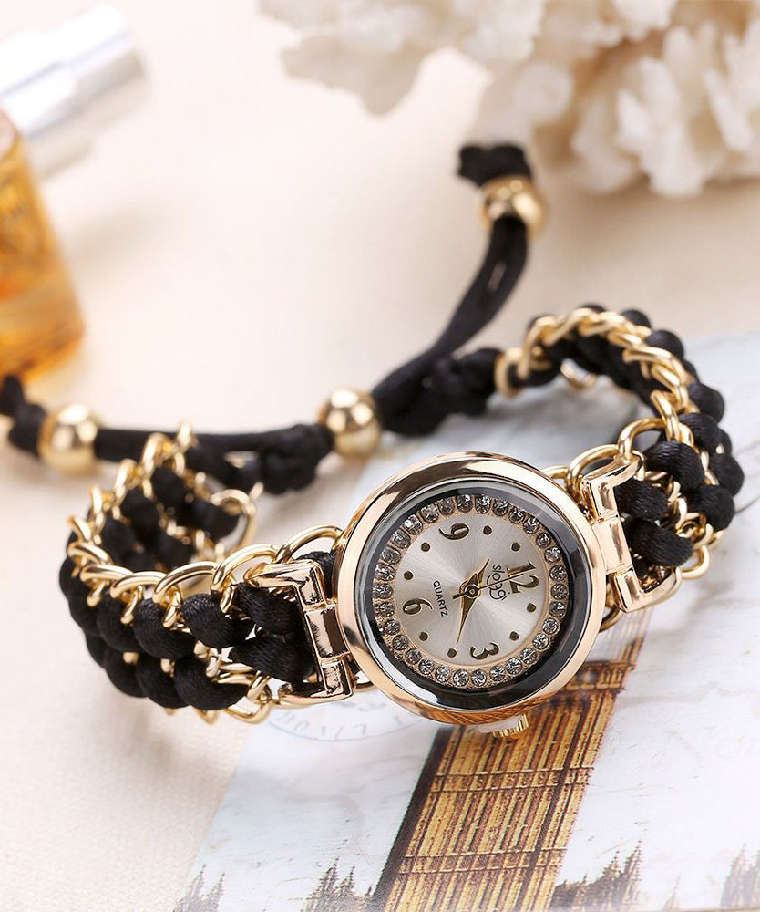 Women's Black Alloy Quartz Watch Mechanical Movement - OutfitLondon