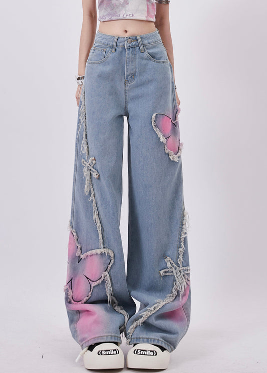 Women's Straight Leg Jeans Blue Denim - OutfitLondon