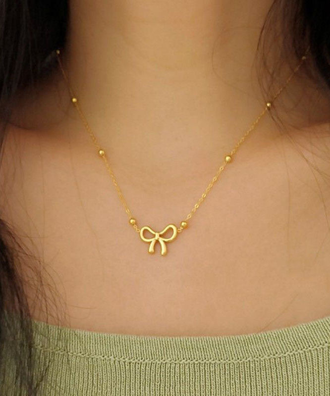 Women's Gold Tone Stainless Steel Knot Pendant Necklace 45cm - OutfitLondon