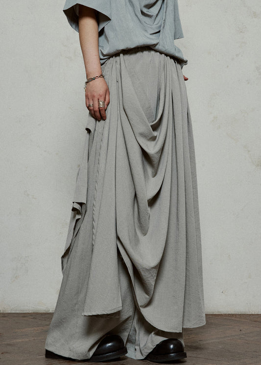 Women's Cotton Culotte Skirt With Pockets Elastic Waist Lightweight - OutfitLondon