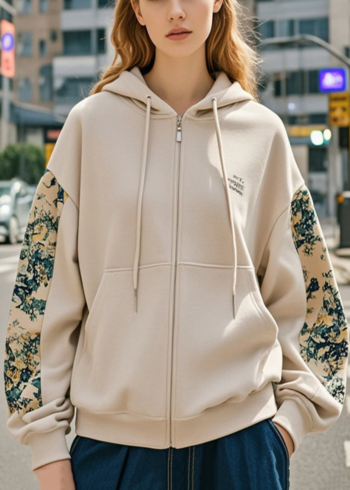 Women's Cotton Hooded Coat Khaki Lightweight - OutfitLondon