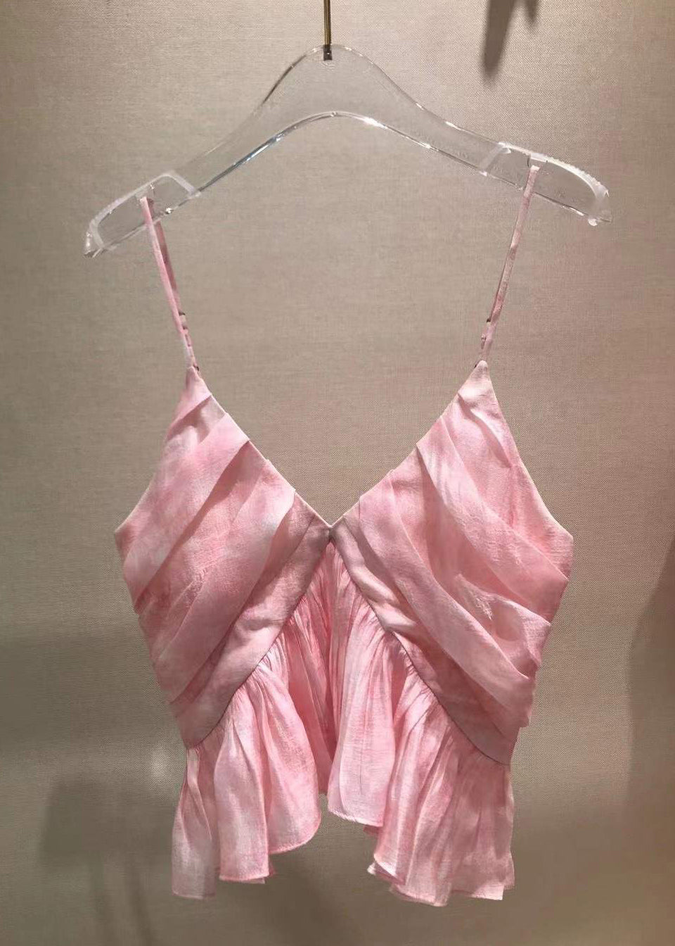 Women's V-Neck Tank Cotton Blend Pink - OutfitLondon