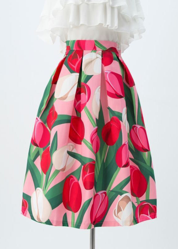 Women's High Waist Maxi Skirt Cotton Blend Long Floral Print - OutfitLondon
