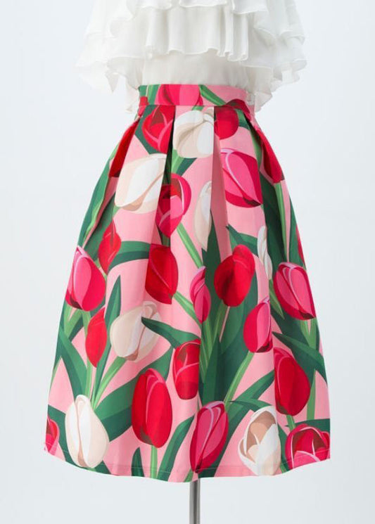Women's High Waist Maxi Skirt Cotton Blend Long Floral Print - OutfitLondon