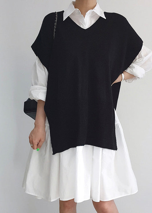 Women's Knit Vest Dress Set Open Side Spring - OutfitLondon