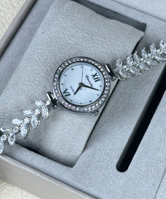 Women's Stainless Steel Quartz Watch Waterproof Silk Strap 20cm - OutfitLondon