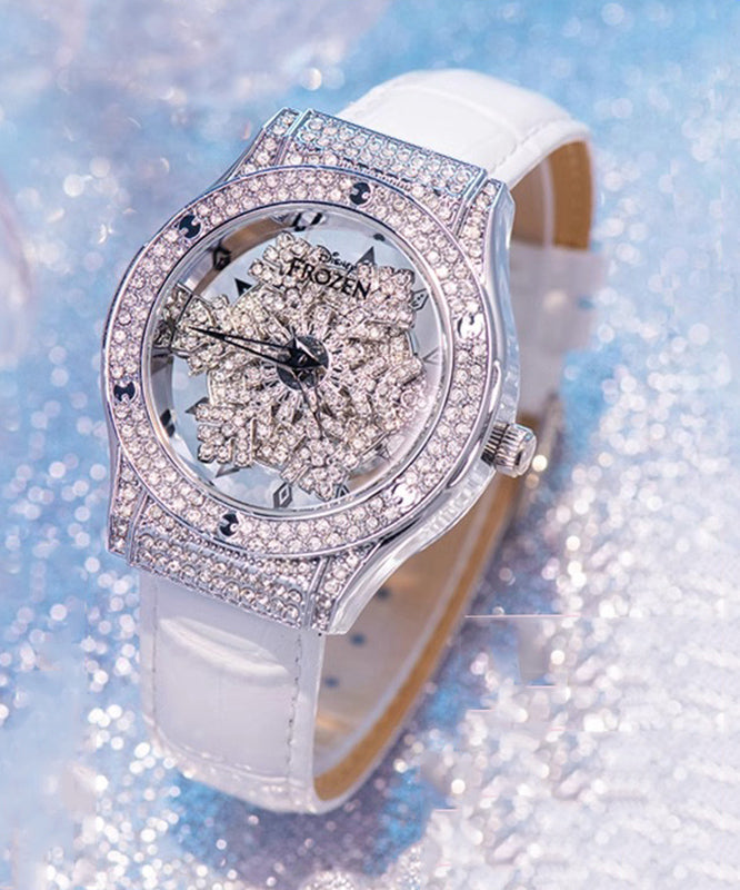 Women's White Leather Quartz Watch Water Resistant - OutfitLondon