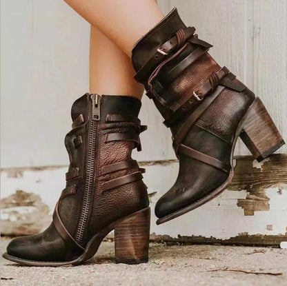 Trendy Women's Black Chunky Ankle Boots