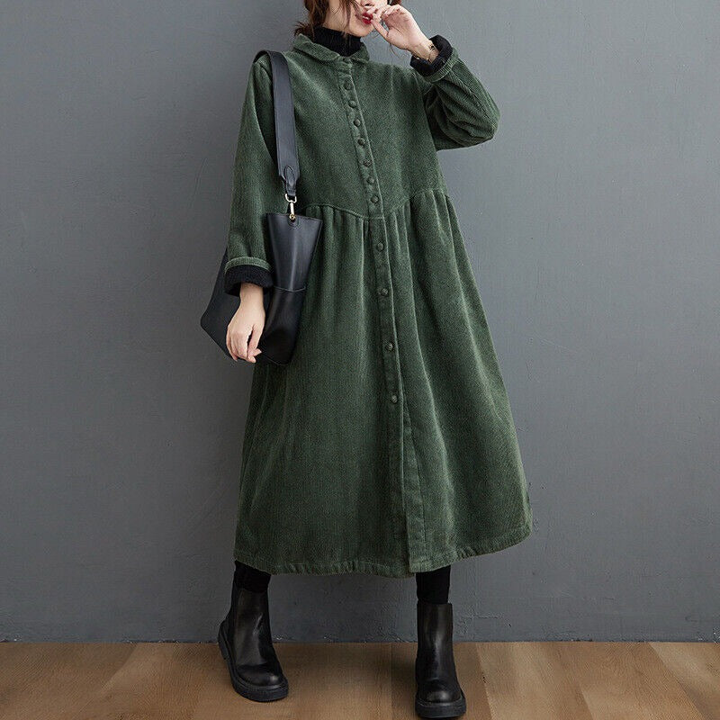 Warm Women's Corduroy Parka Coat - OutfitLondon