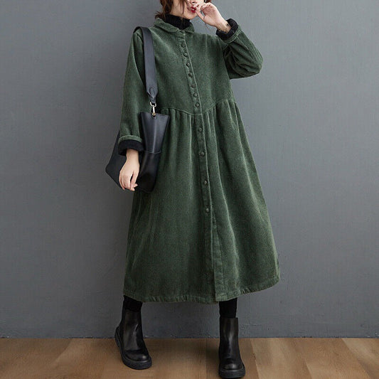 Warm Women's Corduroy Parka Coat - OutfitLondon