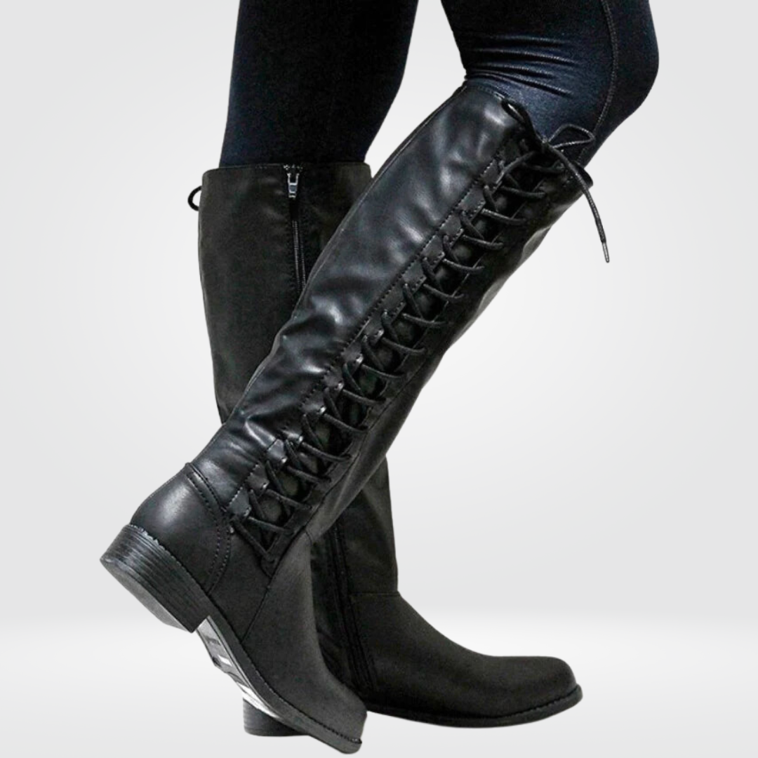 Classic Black Knee High Comfort Boots - OutfitLondon
